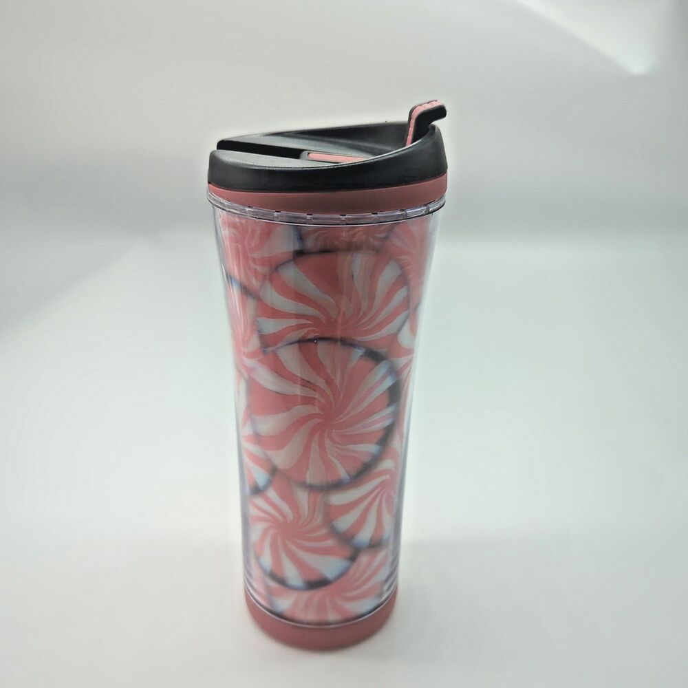 Starbucks Holiday Peppermint Candy 16oz Holographic Travel Mug Tumbler 2007